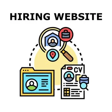Online hiring website finding remote job candidates Stock Illustration
