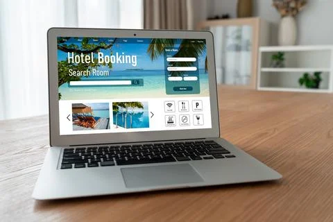 Online hotel accommodation booking website provide modish reservation system Stock Photos