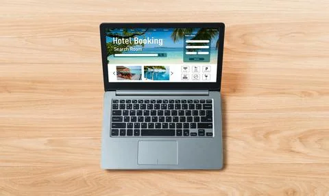 Online hotel accommodation booking website provide modish reservation system Stock Photos