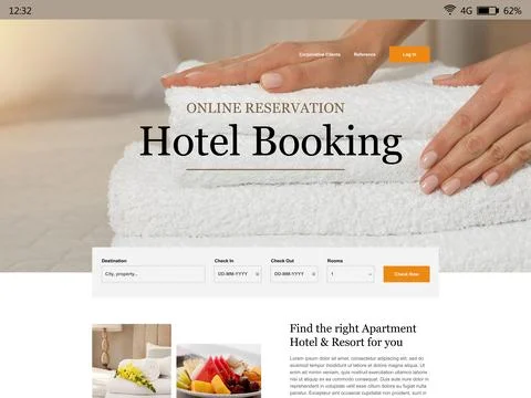 Online hotel booking website interface with information Stock Photos