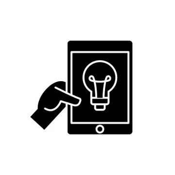 Online idea black icon, vector sign on isolated background. Online idea concept Stock Illustration