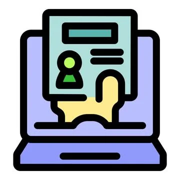 Online identity management system protecting personal data on laptop Illustrazione stock