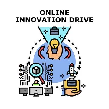 Online innovation drive concept developing new business idea Illustrazione stock