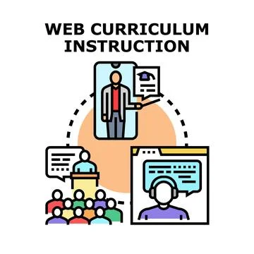 Online instruction evolving curriculum and educational programs Stock Illustration