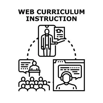 Online instruction evolving curriculum and educational programs Stock Illustration