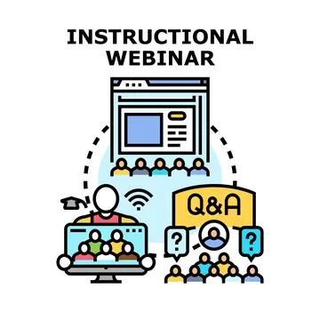 Online instructional webinar learning remote discussion meeting Stockillustratie