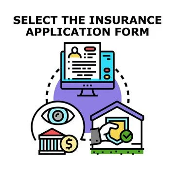 Online insurance application form selection concept Stock Illustration