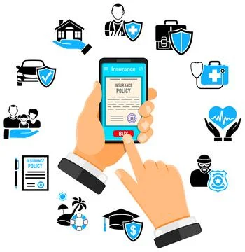 Online Insurance Services Concept Stock Illustration