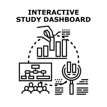 Online interactive study dashboard analytics and education platform Stock Illustration