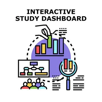 Online interactive study dashboard analytics and education platform Stock Illustration