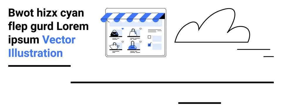 Online interface displaying user profiles and settings beside a cloud design. Stock Illustration