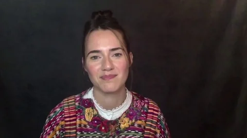 Online interview with actress Caren Pistorius for Unhinged, Press Junket  2020 Video stock 138638005