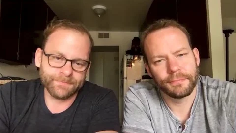 Online interview with Brett Pierce and Drew T. Pierce for 'The Wretched', 2020 Stock Footage 138572695