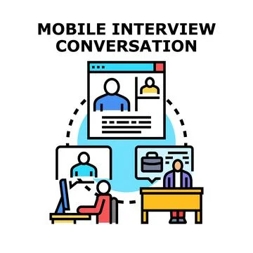 Online interview conversation concept for remote hiring Stockillustratie