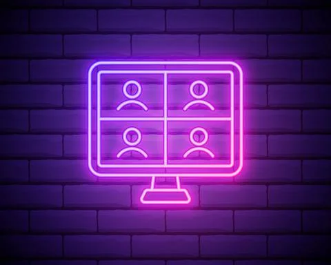 Online interview icon. Elements of interview in neon style icons. Simple icon 스톡 일러스트