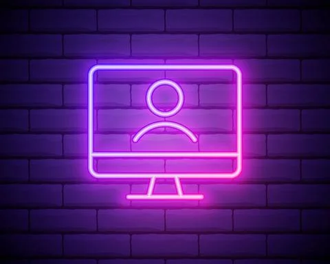 Online interview icon. Elements of interview in neon style icons. Simple icon Illustrazione stock