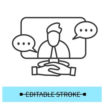 Online interview icon. Video call Illustrazione stock