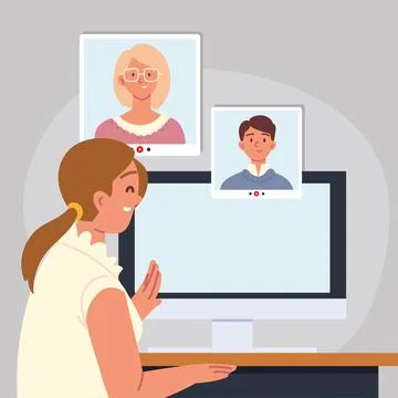 Online interview for job Illustrazione stock