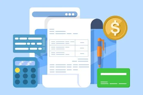 Online invoice maker concept, Send invoice online, Online bill payment. Stock Illustration