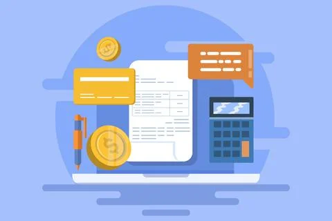 Online invoice maker concept, Send invoice online, Online bill payment. Stock Illustration