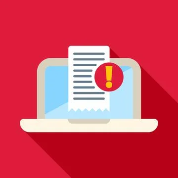 Online invoice payment error warning using laptop Illustrazione stock