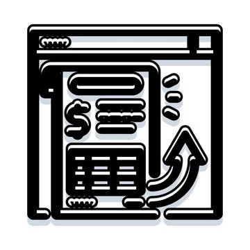 Online invoice payment processing with financial growth arrow Illustrazione stock