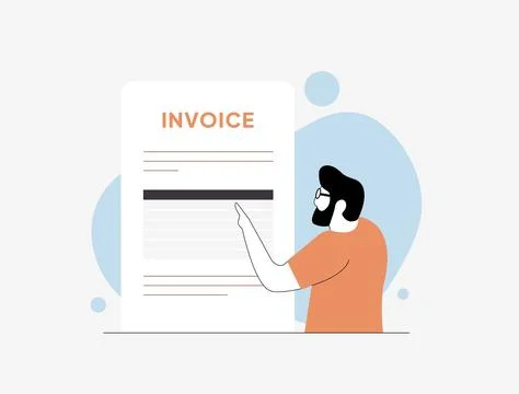 Online invoicing vector illustration - process of electronic payment and invoice Stock Illustration