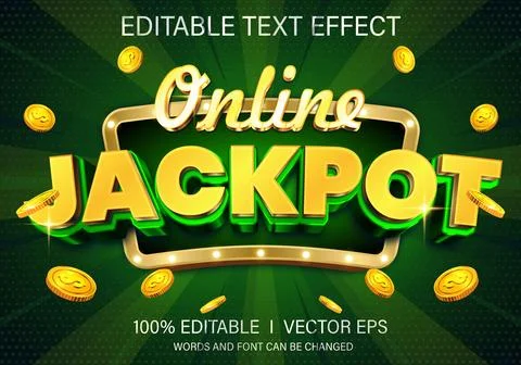 Online jackpot 3d vector text effect with modern style design Stock Illustration