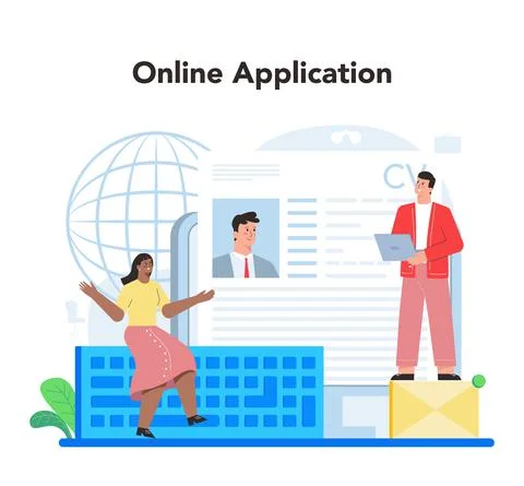 Online job application concept. Idea of employment and hiring procedure Illustrazione stock