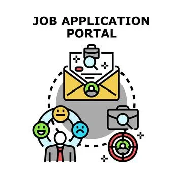 Online job application portal finding suitable candidates Stock Illustration
