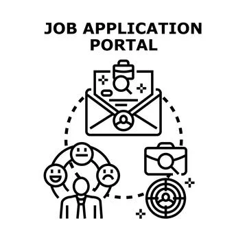 Online job application portal finding suitable candidates Stock Illustration