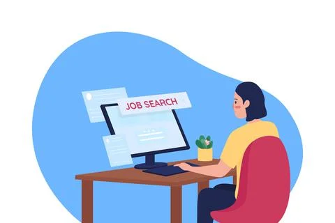 Online job hunting flat concept vector illustration Stock Illustration