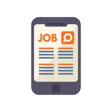 Online job icon flat vector. Computer interview Stock Illustration