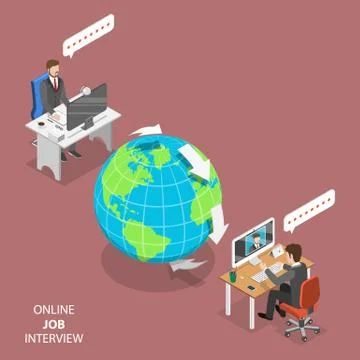 Online job interview flat isometric vector. Stock Illustration