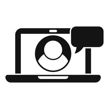Online job interview icon flat vector. Computer search 스톡 일러스트