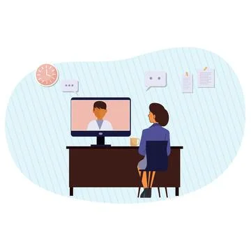 ONLINE JOB INTERVIEW Stock Illustration