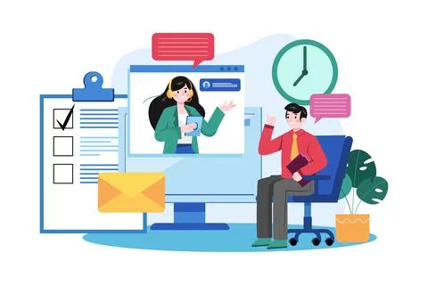 Online Job Interview Stock Illustration