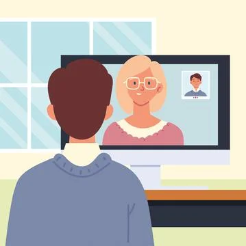 Online job interview man Stock Illustration