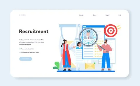 Online job interview web banner or landing page. Idea of employment Stock Illustration