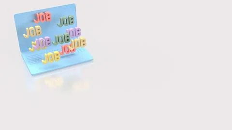 Online Job Search Concept With Multiple Job Opportunities On Laptop 3d render 스톡 일러스트