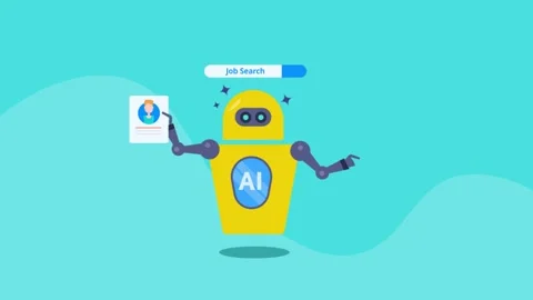 Online Job search using AI virtual assistant. Animation video. Stock Footage 337956165