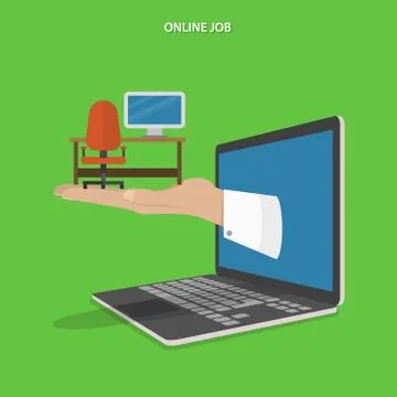 Online job searching flat vector concept. Stock Illustration