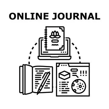 Online journal creating content and digital diary Stock Illustration