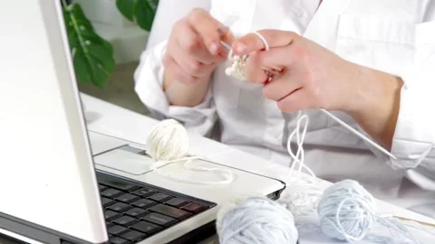 Online knitting learning, hobby classes Stock Footage 170560800