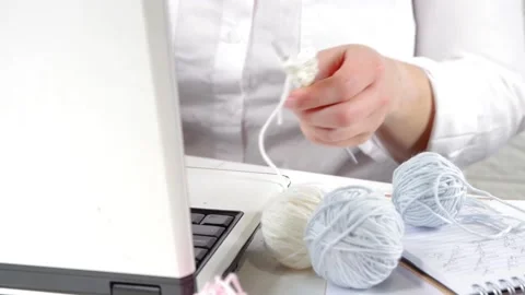 Online knitting learning, hobby classes Stock Footage 170560843