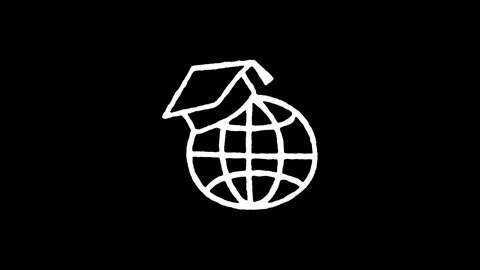 Online Knowledge Globe Hat Icon Stock Footage 345593391