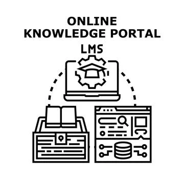 Online knowledge portal learning management system icon 库存插图