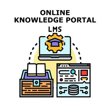 Online knowledge portal learning management system icon Stock Illustration