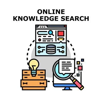Online knowledge search and data finding process Illustrazione stock
