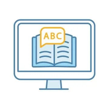 Online language learning color icon Illustrazione stock